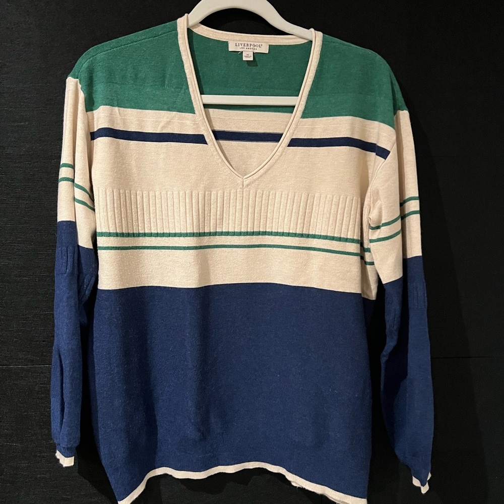 Liverpool Striped v-neck sweater